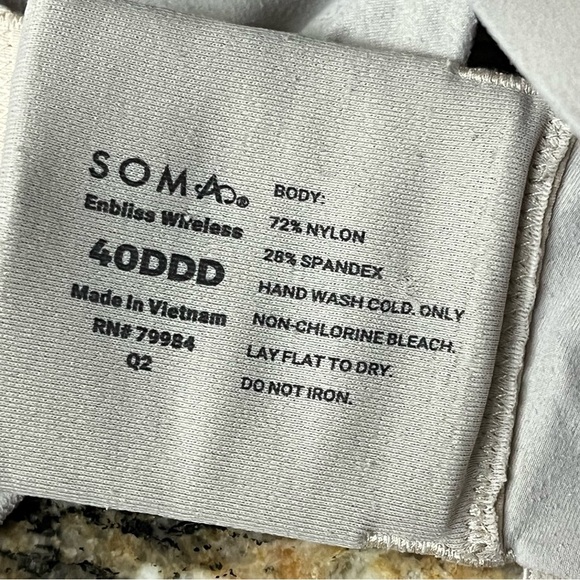 Soma Enbliss Wireless Bra Women’s 40DDD Light Beige Molded Cup Full Coverage - Picture 6 of 7